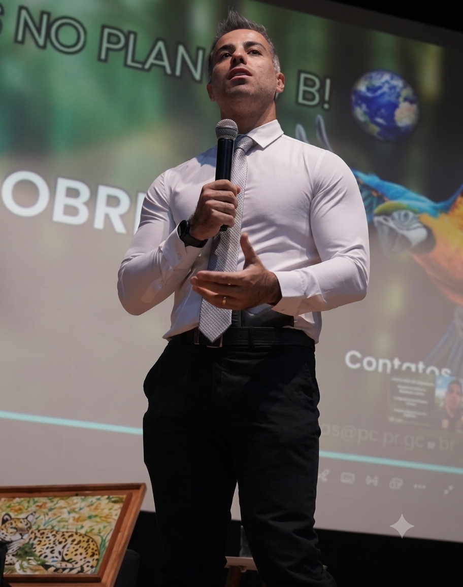 Delegado em palestra sobre meio ambiente